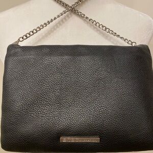 BCBGeneration Black Leather Shoulder Bag with Chain Strap